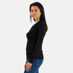 TAMSY Viscose Long Sleeves Wrap Top (Size S,8-10) - Black