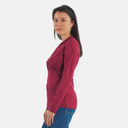 TAMSY Viscose Long Sleeves Wrap Top (Size S,8-10) - Cranberry