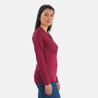 TAMSY Viscose Long Sleeves Wrap Top (Size S,8-10) - Cranberry