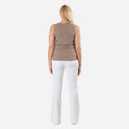 TAMSY Viscose Womens Sleeveless Tank Top (Size 12 to 14)- Beige