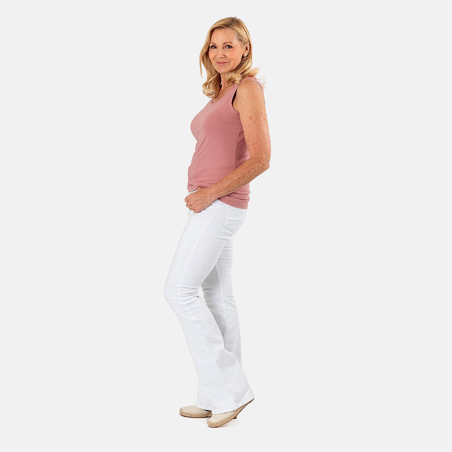 TAMSY Viscose Womens Sleeveless Tank Top (Size 24 to 26) - Blush Pink