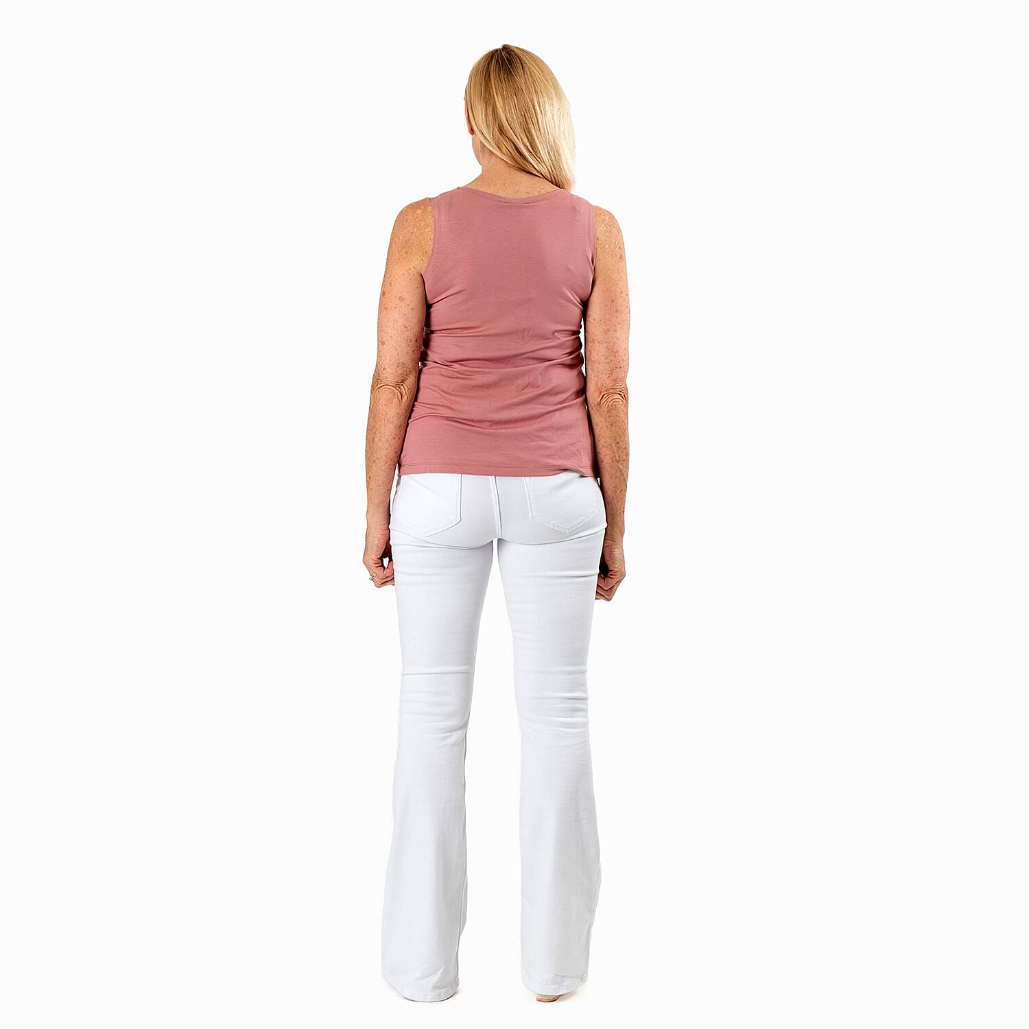 TAMSY Viscose Womens Sleeveless Tank Top (Size 24 to 26) - Blush Pink