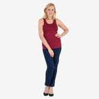 TAMSY Viscose Womens Sleeveless Tank Top (Size 24 to 26) - Burgundy
