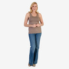 TAMSY Viscose Womens Sleeveless Tank Top (Size 8 to 10) - Beige