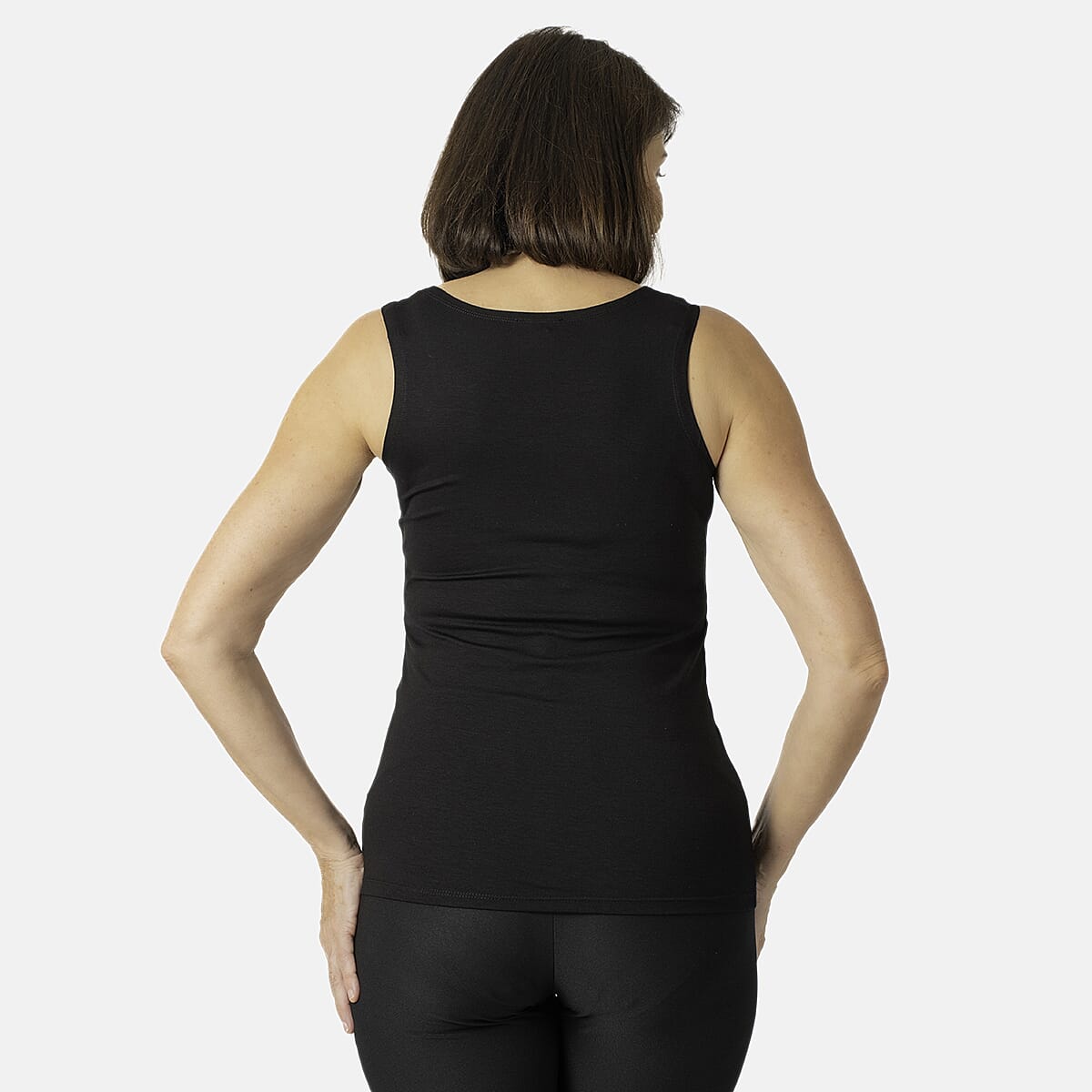 Tamsy Womens Regular Fit Sleeveless Tank Top (Size 12 to 14) - Black