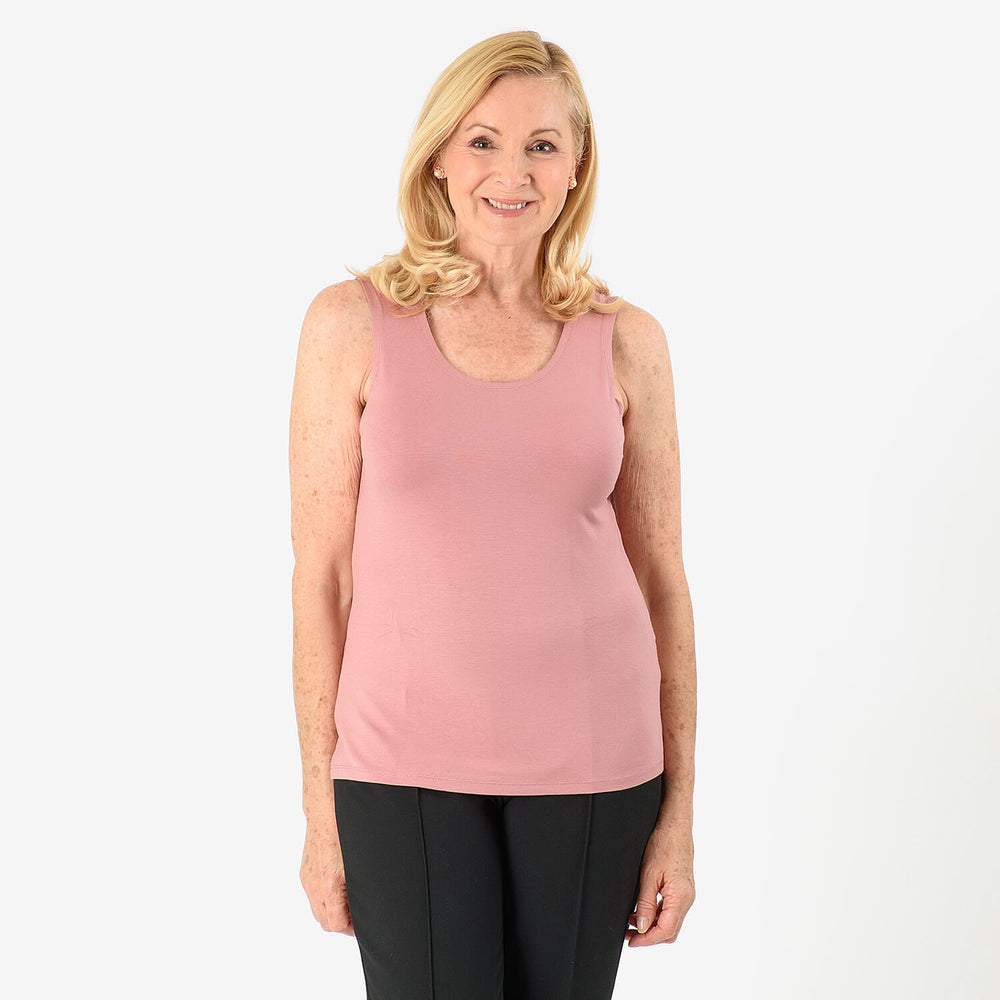 TAMSY Viscose Womens Sleeveless Tank Top (Size M) - Rose