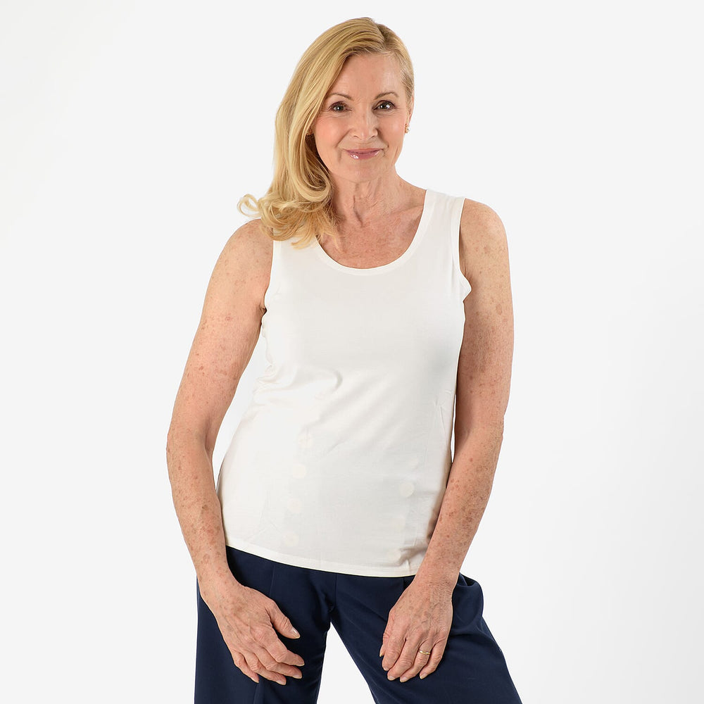 TAMSY Viscose Womens Sleeveless Tank Top (Size XL) - Off White