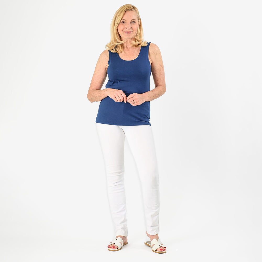 TAMSY Viscose Womens Sleeveless Tank Top (Size XXL) - Blue