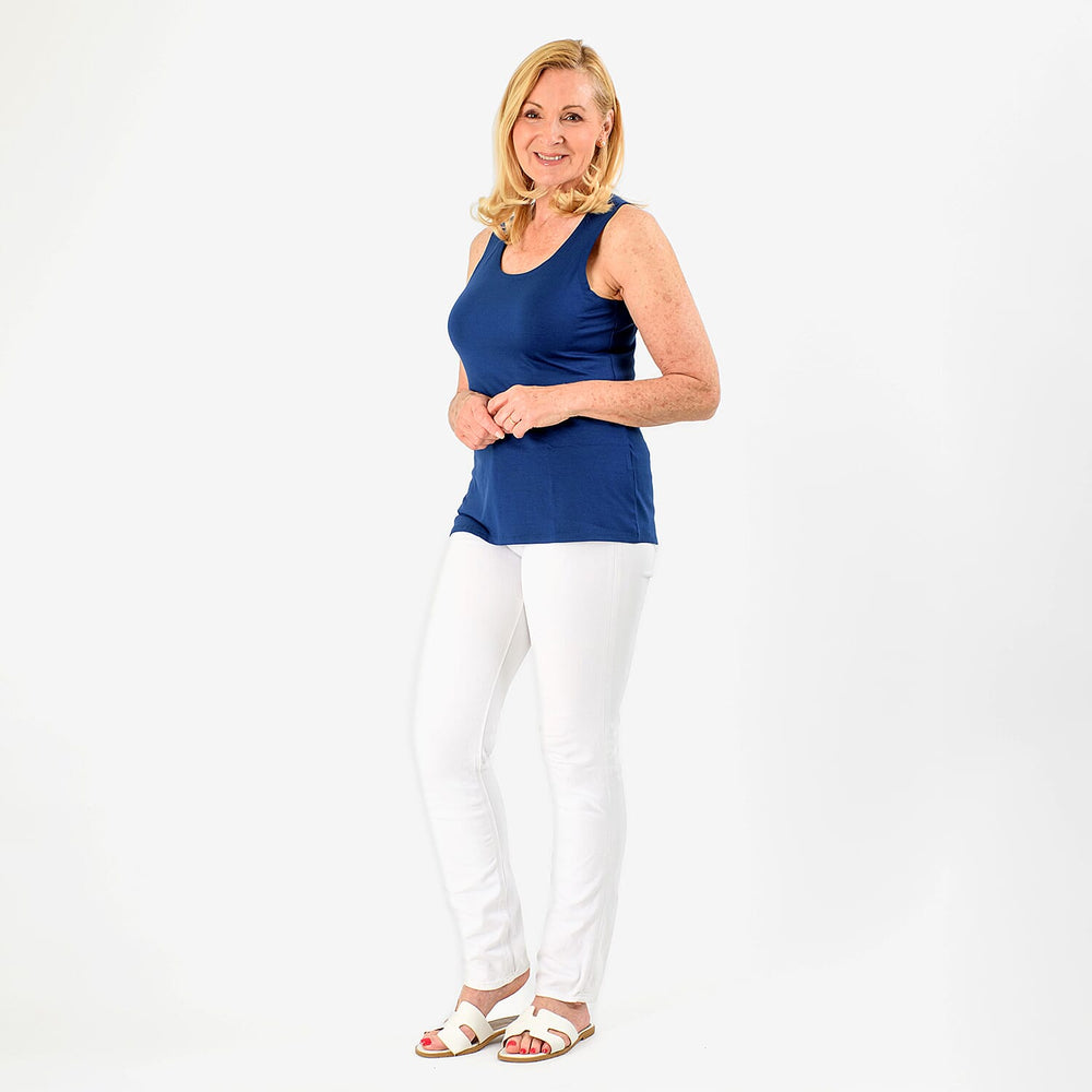 TAMSY Viscose Womens Sleeveless Tank Top (Size XXL) - Blue