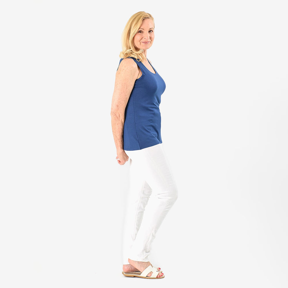 TAMSY Viscose Womens Sleeveless Tank Top (Size XXL) - Blue