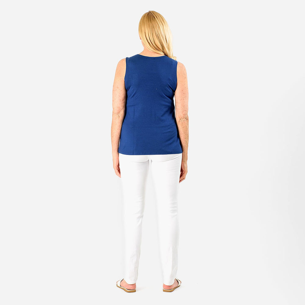TAMSY Viscose Womens Sleeveless Tank Top (Size XXL) - Blue
