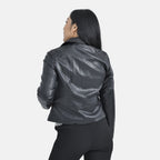 TAMSY Lapel Collar Jacket with Zipper Pockets (Size M) - Black