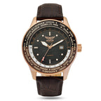 LOWEST EVER-AVIATOR F Series Retro Classic Quartz Movt. Black Dial Mens Pilot Watch with Brown Leather Strap
