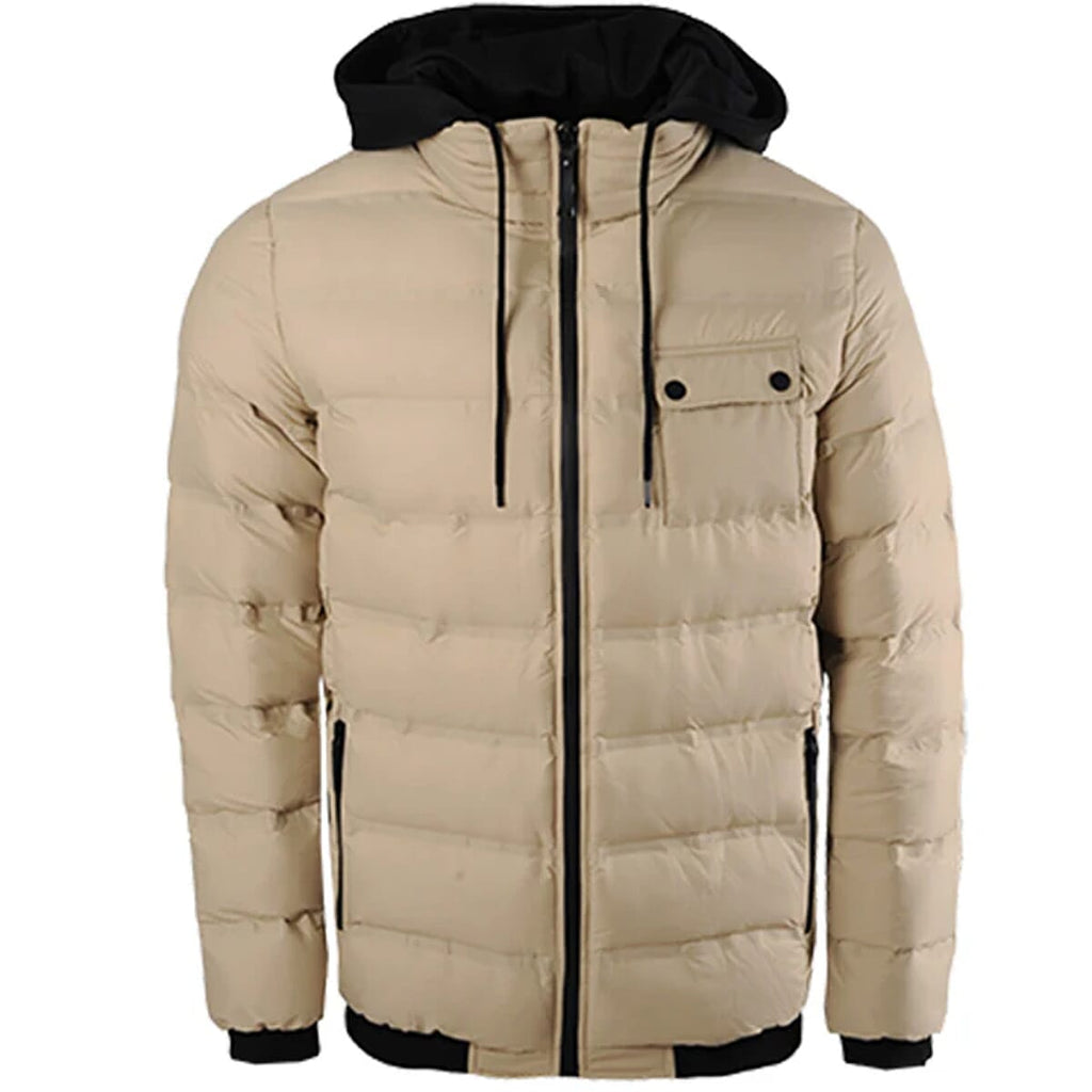THE BIG CLOSEOUT - Soulstar Mens Padded Jacket With Sweater Hood (Size S) - Stone