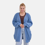 THE BIG SALE PRICE - - Maisi Ribbed Lightweight Cardigan (One Size 8 TO 22) - Blue