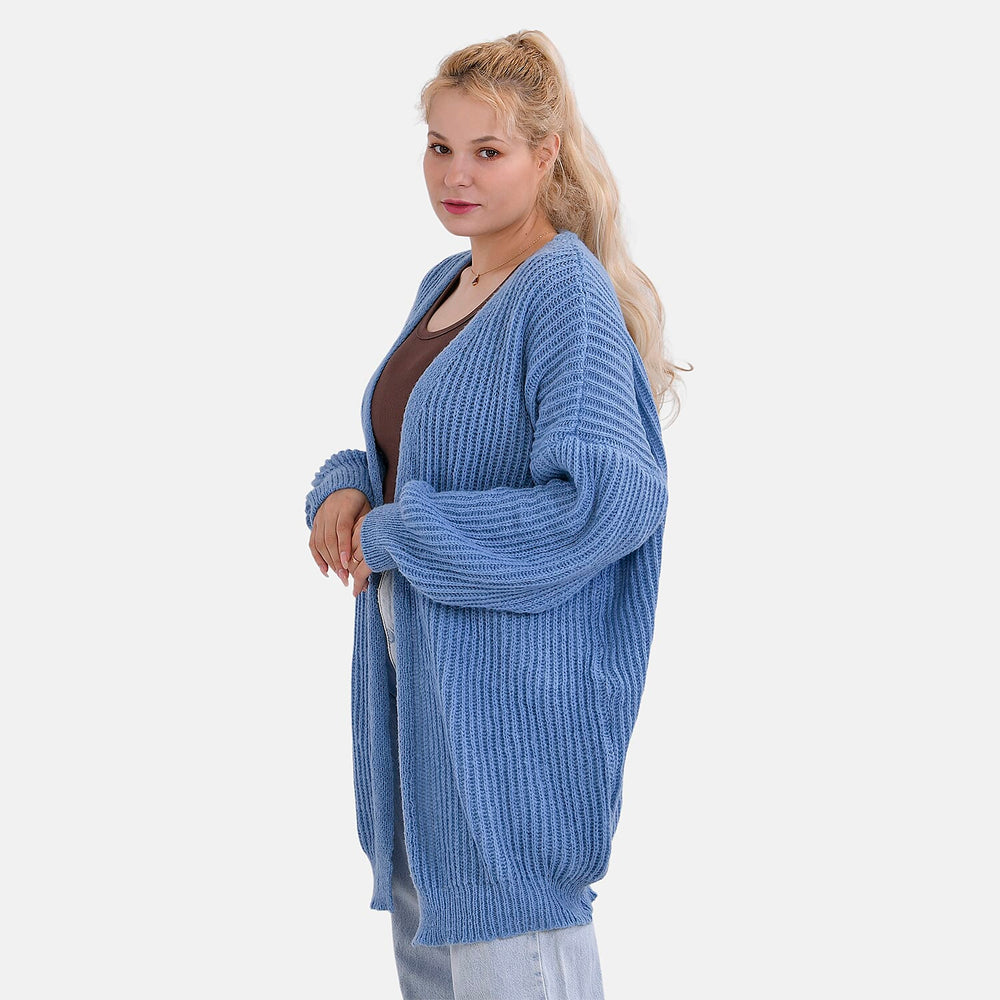 THE BIG SALE PRICE - - Maisi Ribbed Lightweight Cardigan (One Size 8 TO 22) - Blue