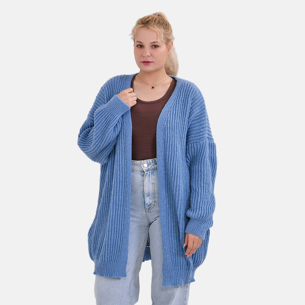 THE BIG SALE PRICE - - Maisi Ribbed Lightweight Cardigan (One Size 8 TO 22) - Blue
