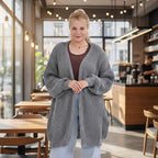 THE BIG SALE PRICE - - Maisi Ribbed Lightweight Cardigan (One Size 8 TO 22) - Grey