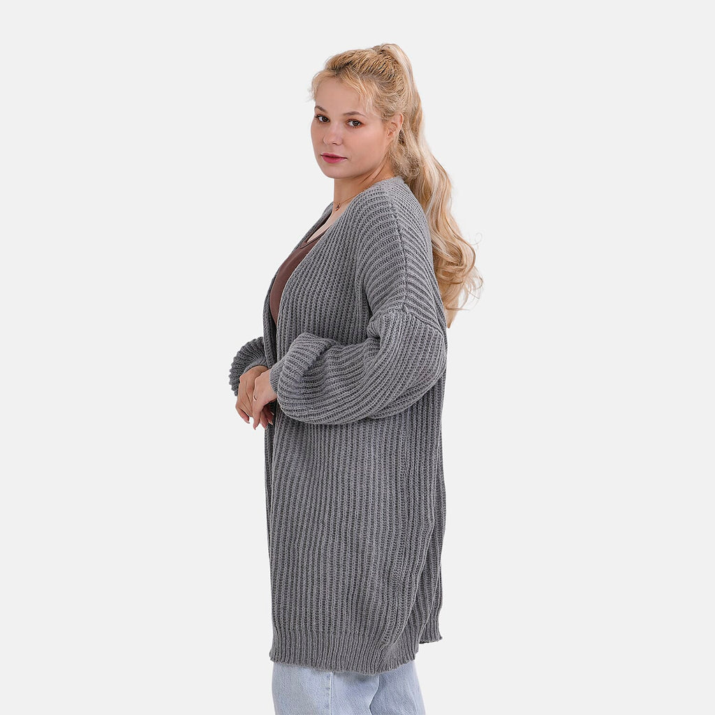 THE BIG SALE PRICE - - Maisi Ribbed Lightweight Cardigan (One Size 8 TO 22) - Grey