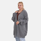THE BIG SALE PRICE - - Maisi Ribbed Lightweight Cardigan (One Size 8 TO 22) - Grey