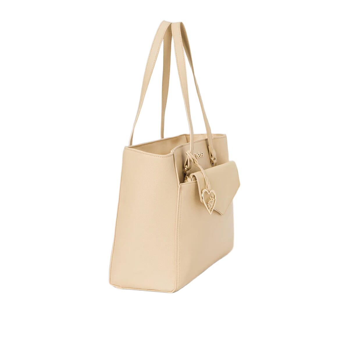 THE DESIGNER LAUNCH - BEBE Signature Tote - Clutch Set with Heart Charm - Beige