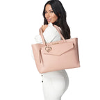 THE DESIGNER LAUNCH -- BEBE Signature Tote - Clutch Set with Heart Charm - Blush