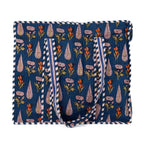 THE HANDMADE LUXURY - Designer Inspired 100% Pure Cotton 4 Piece Designer Patterns Zipper Tote Bag with Pouches - Navy