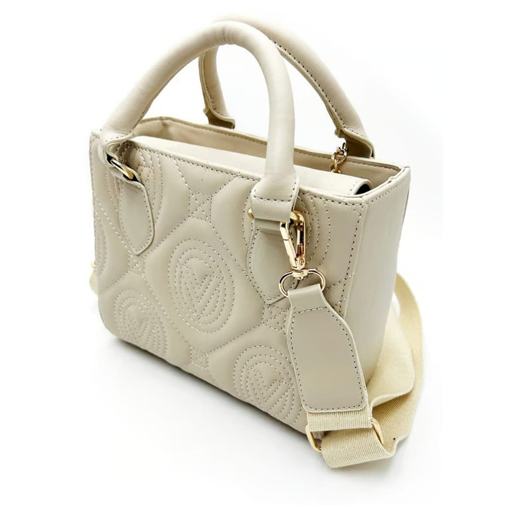 Valentino Orlandi Quilted Handbag with Crossbody Strap - Taupe