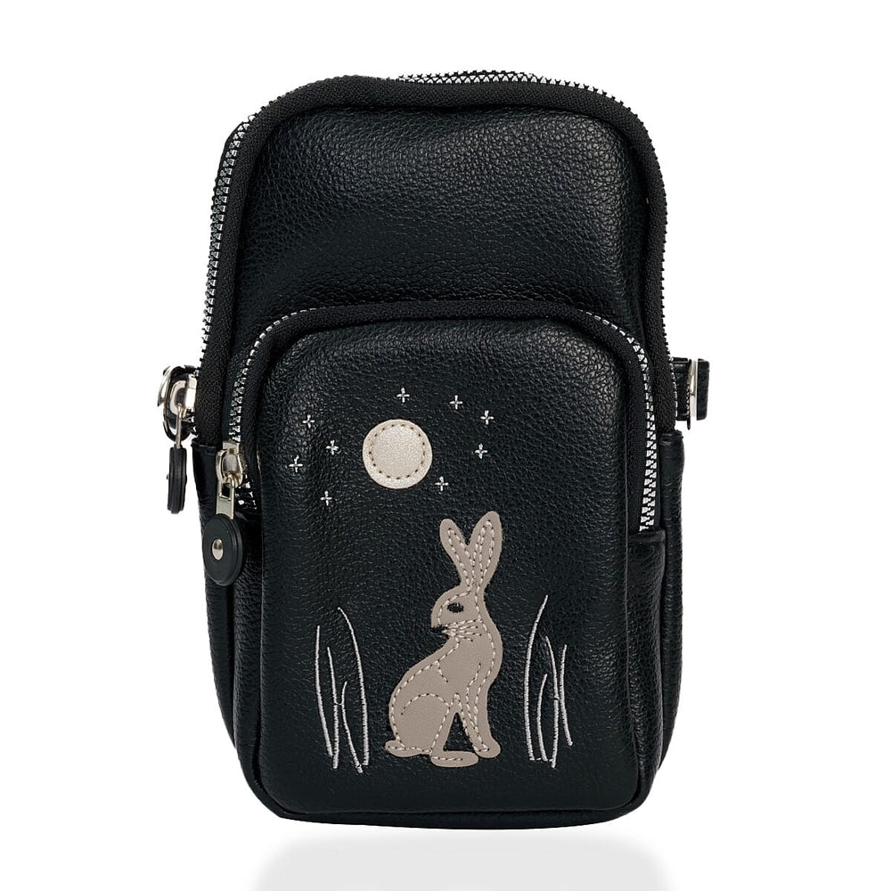 THE ONE TIME OFFER - Embroided Phone Crossbody Bag With Adjustable Strap - Black