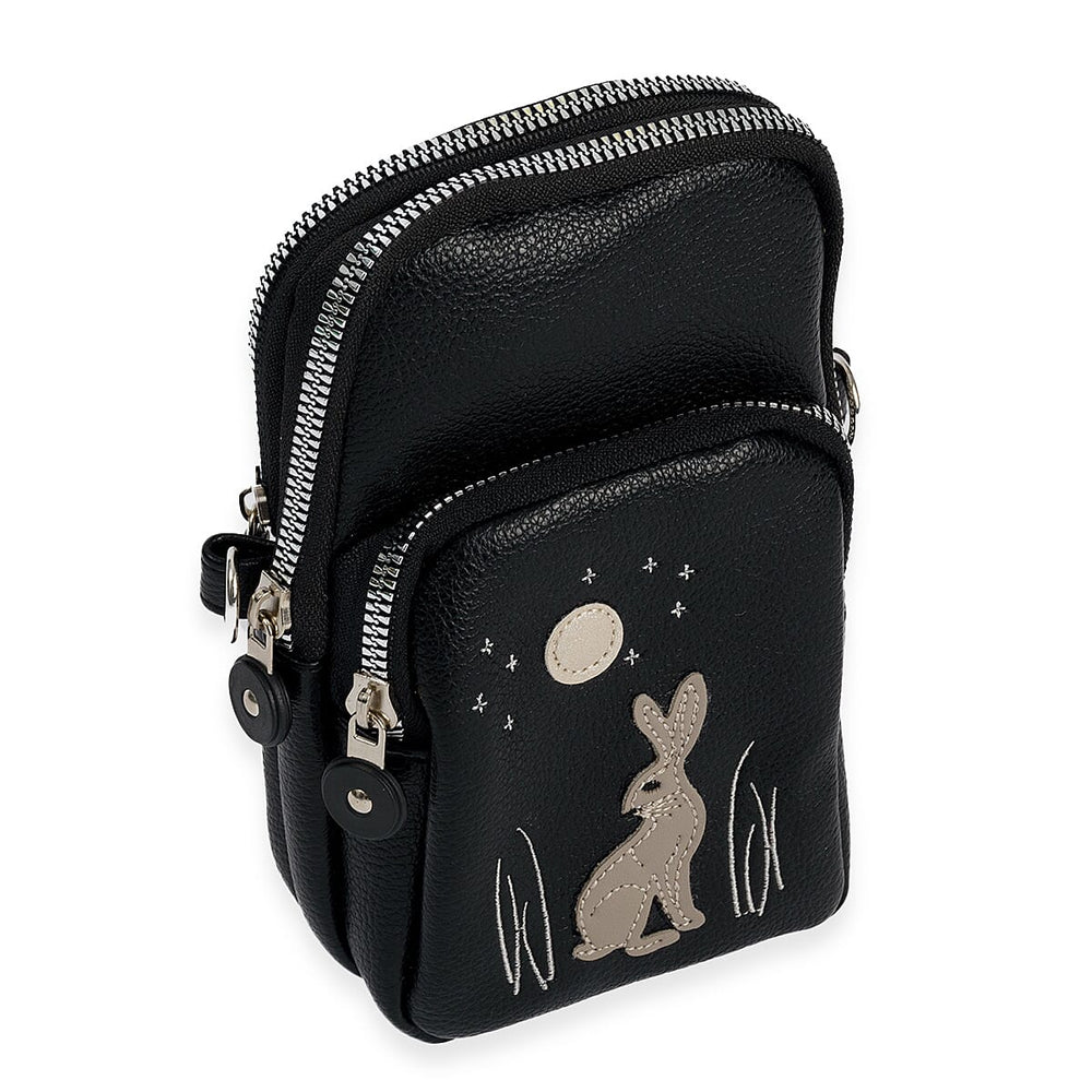 THE ONE TIME OFFER - Embroided Phone Crossbody Bag With Adjustable Strap - Black