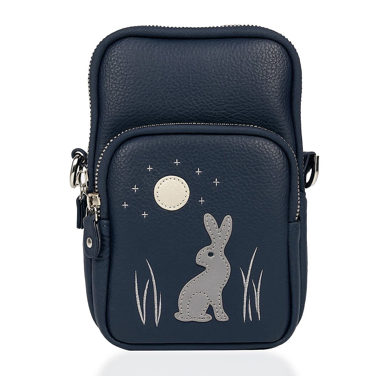 THE ONE TIME OFFER - Embroided Phone Crossbody Bag With Adjustable Strap - Blue