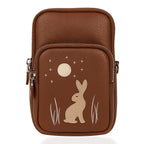 THE ONE TIME OFFER - Embroided Phone Crossbody Bag With Adjustable Strap - Brown