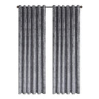 THE PREMIUM CLOSEOUT - Crushed Velvet Eyelet Header Lined Curtains (229x168 cm) - Light Silver