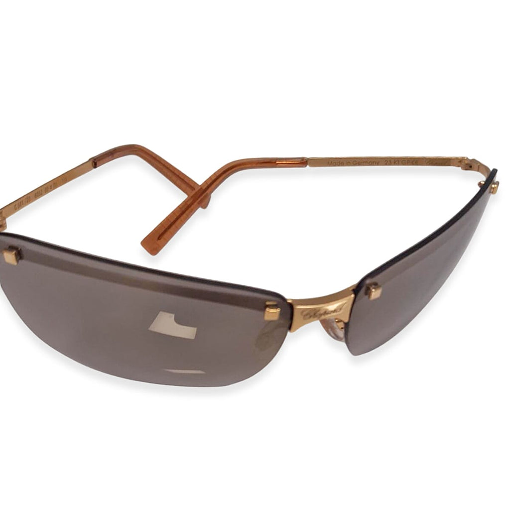 CHOPARD Wraparound Rimless Eyewear with Gold Frame - Black
