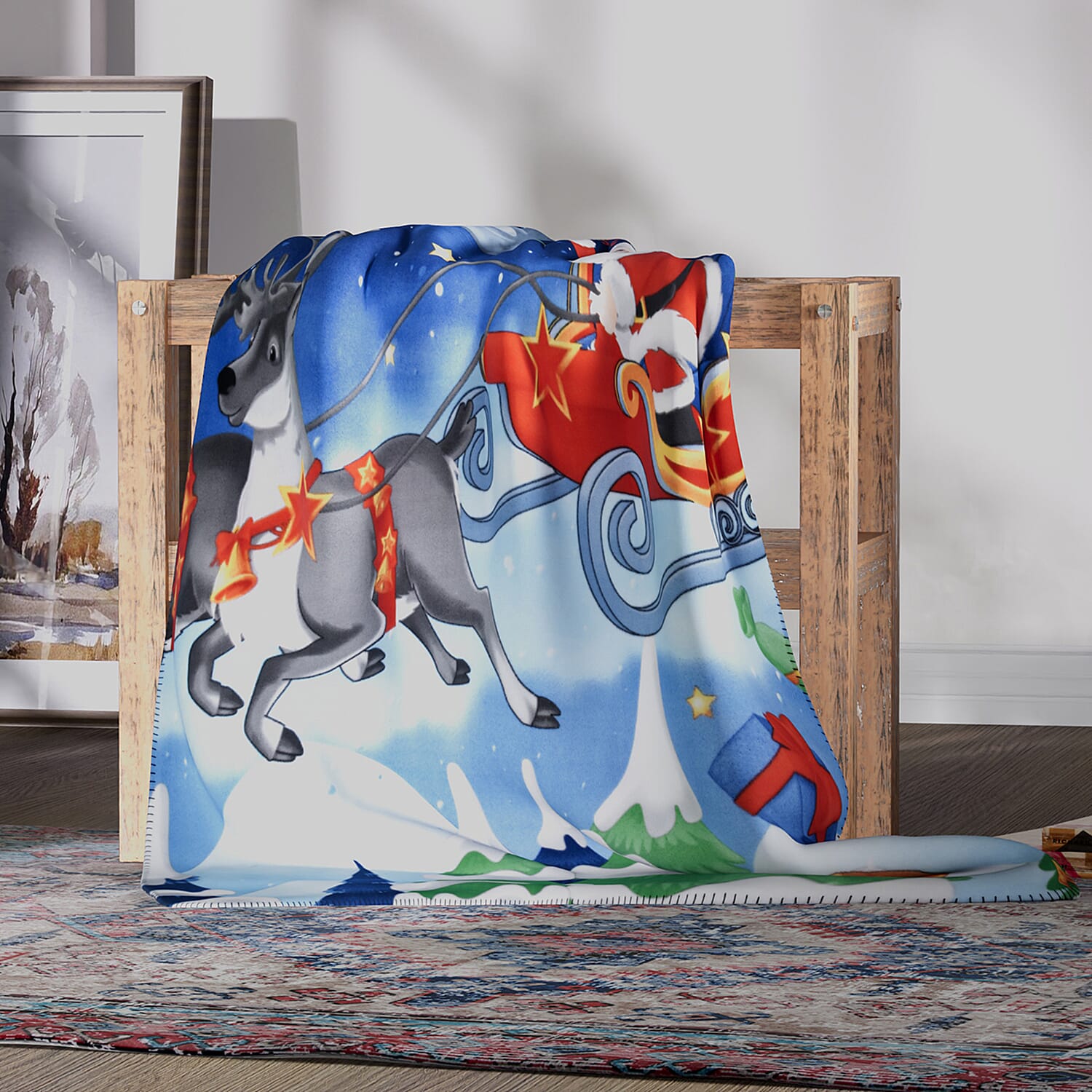 Christmas Super Soft Reindeer Pattern Blanket (Size 165X130 cm) - Reindeer