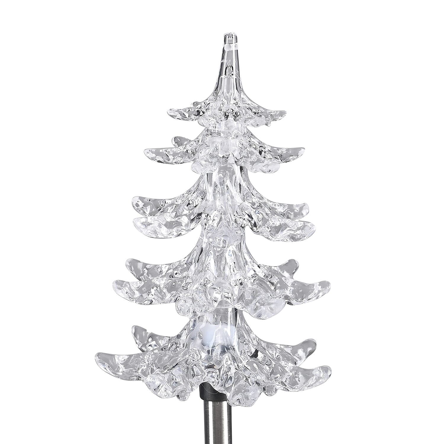 Set of 4 Solar Tree Pattern Garden Stake Green LED Light