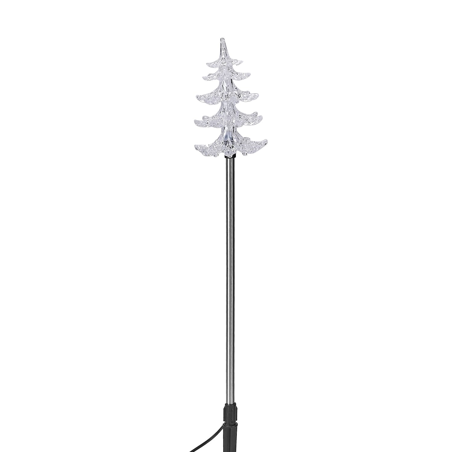 Set of 4 Solar Tree Pattern Garden Stake Green LED Light