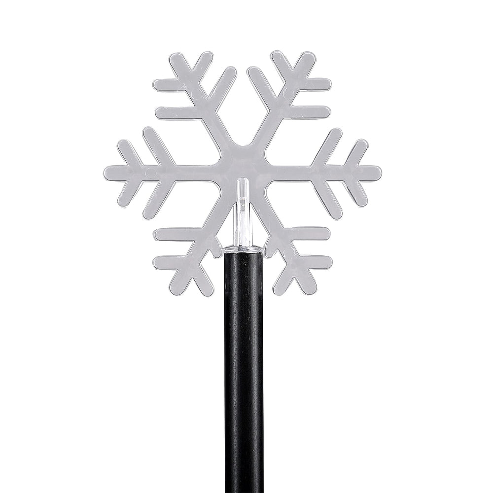 Set of 5 Solar Christmas Snowflake Pattern Garden Stake Green LED Light