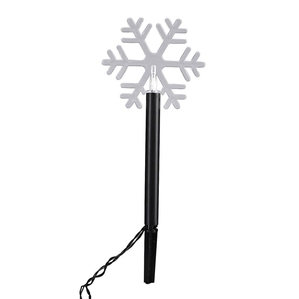 Set of 5 Solar Christmas Snowflake Pattern Garden Stake Green LED Light