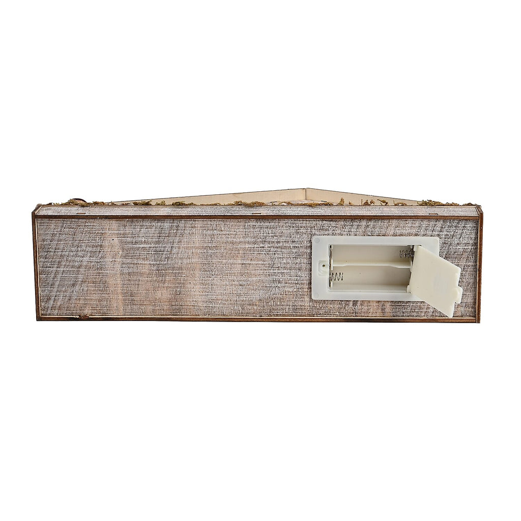 Wooden Nativity Scene with 7 Warm LED (Size-29x21x7cm)