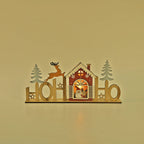 Plywood Table Decor Christmas House with 2 LED Lights (2xAAA Batteries Not Inc.)
