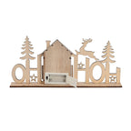 Plywood Table Decor Christmas House with 2 LED Lights (2xAAA Batteries Not Inc.)