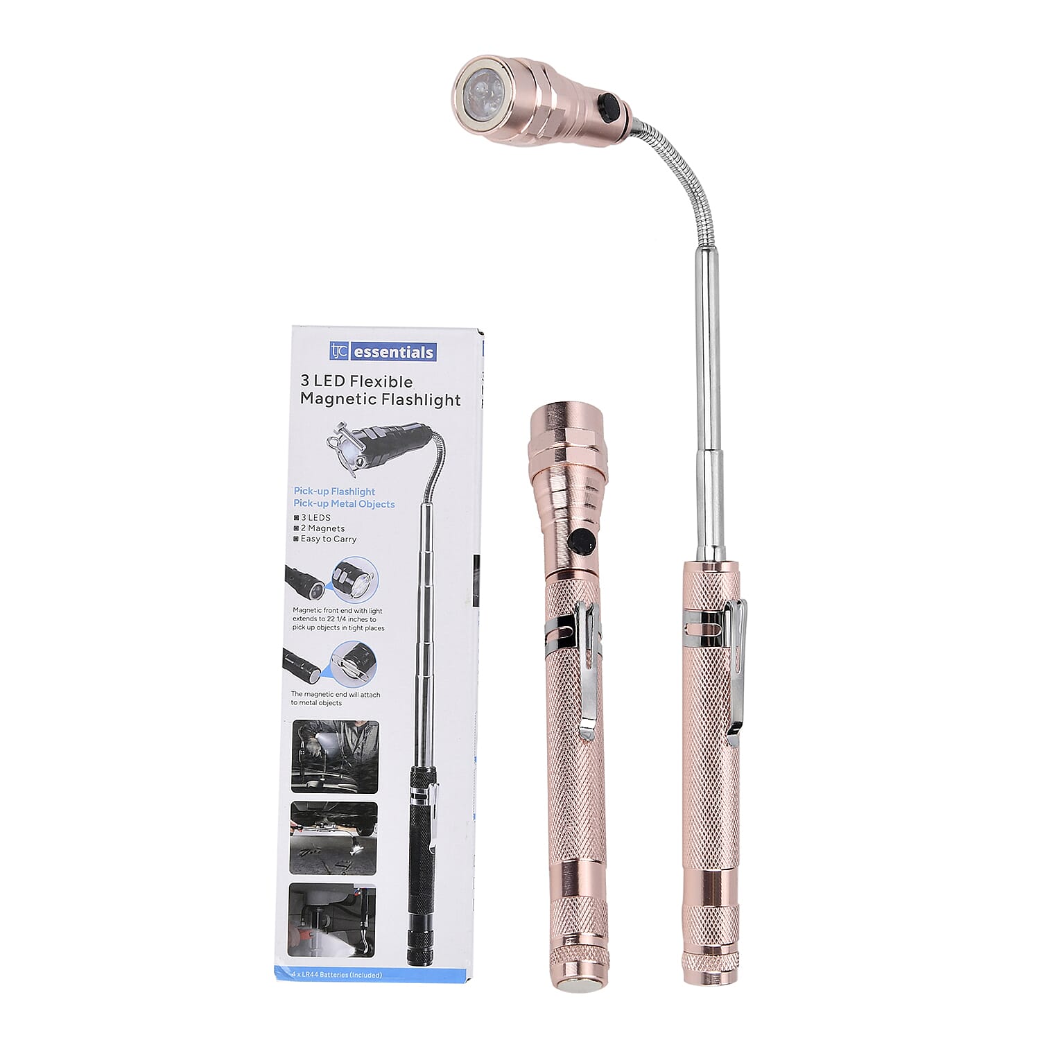 Set of 2 LED Flexible Magnetic Flashlight - Rose Gold