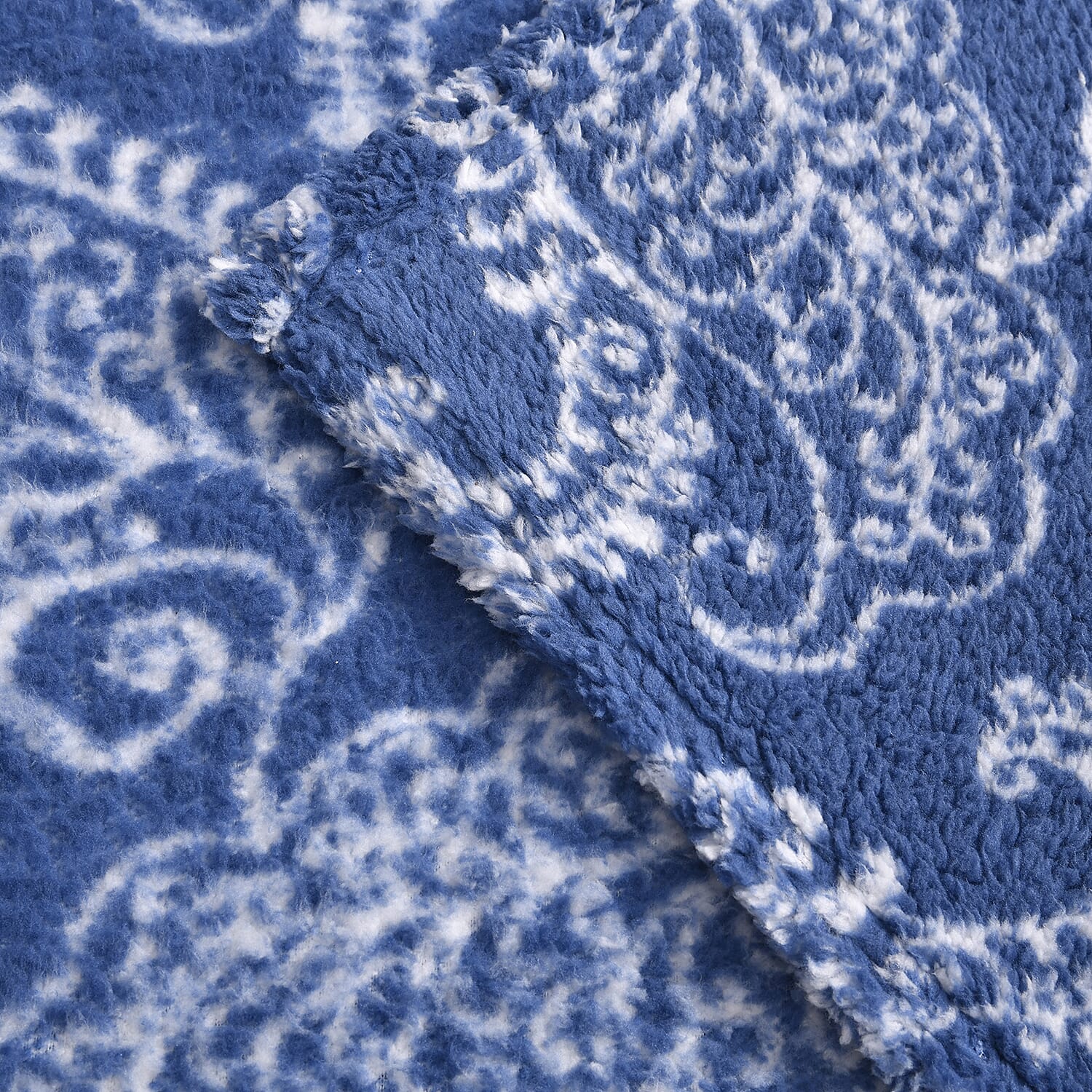 TJC Essentials Abstract Pattern Ultra Soft Sherpa Blanket (Size 200x150 cm) - Blue