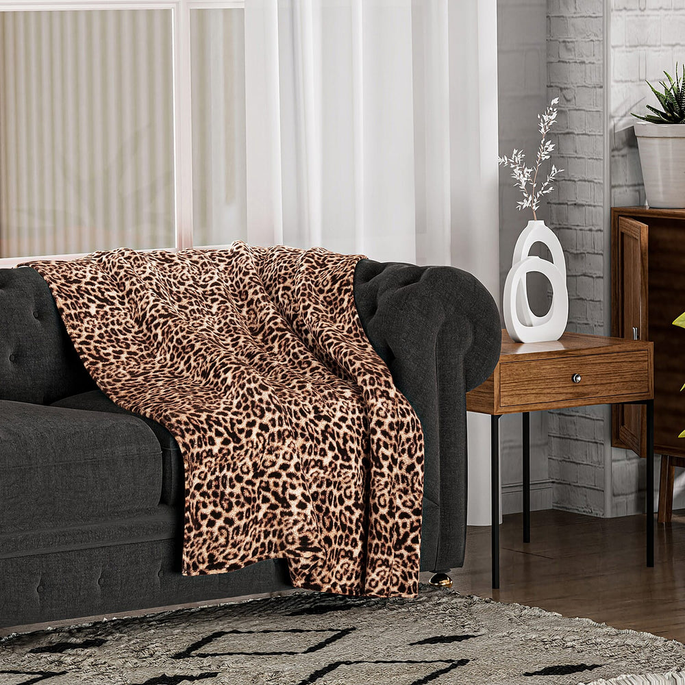 WINTER MEGA OFFER- Leopard Pattern Ultra Soft Blanket (Size 200x150 cm) - Brown