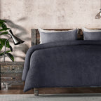 Luxury Edition - 3 Piece Set Teddy Fleece Duvet Cover & 2 Pillowcases - Grey Double