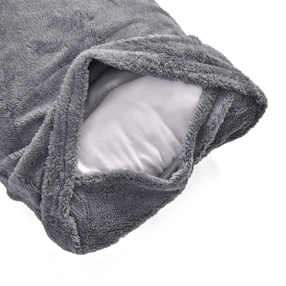 Luxury Edition - 3 Piece Set Teddy Fleece Duvet Cover & 2 Pillowcases - Grey Double