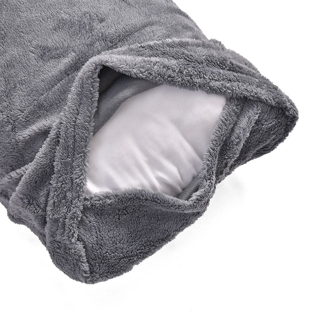 Luxury Edition - 3 Piece Set Teddy Fleece Duvet Cover & 2 Pillowcases - Grey Double