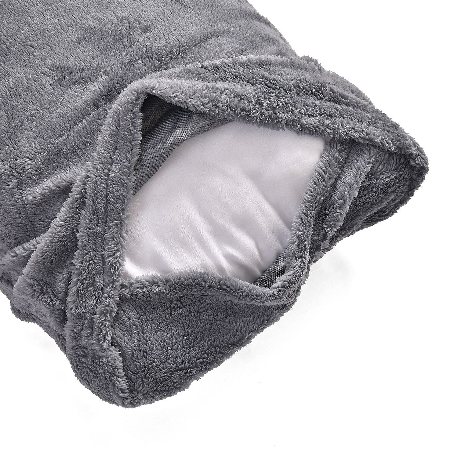 Luxury Edition - 3 Piece Set Teddy Fleece Duvet Cover & 2 Pillowcases - Grey Double