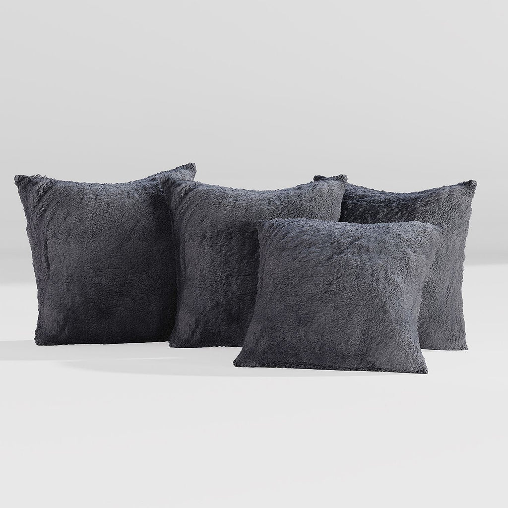 Luxury Edition - Set of 4 Teddy Fleece Cushion Covers - Grey